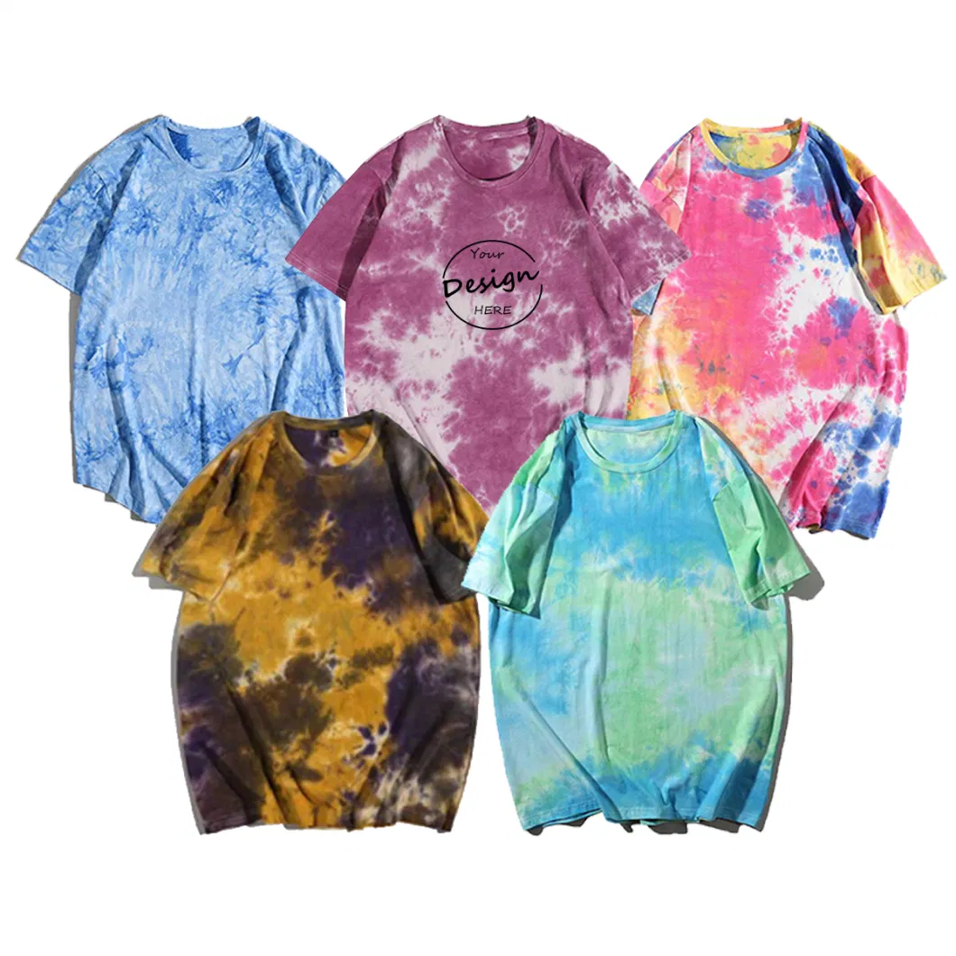 Wholesale Custom Print Supply High Quality 100 Cotton Fabric Tie-Dye Tshirt Mens Custom Tie Dye T Shirt for Men