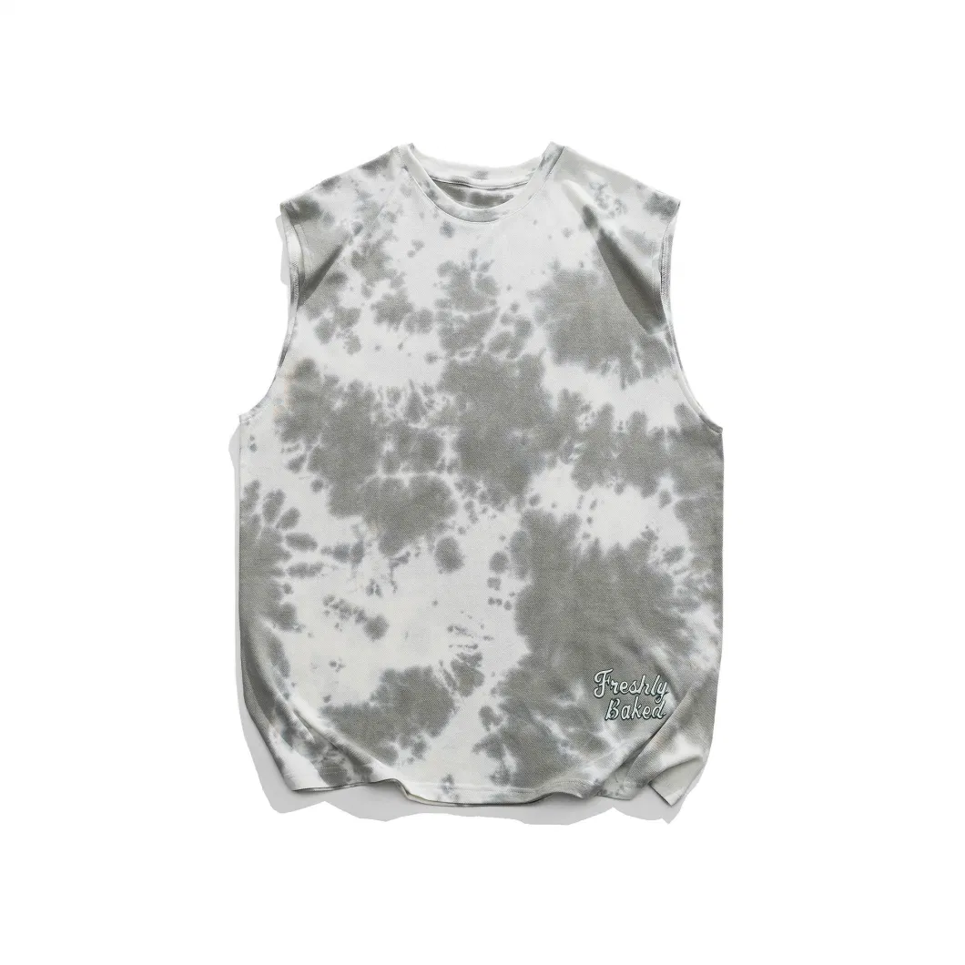 New Arrival Cotton Wholesale Tie Dye Mens T Shirt Without Sleeve Custom Tank Top for Men