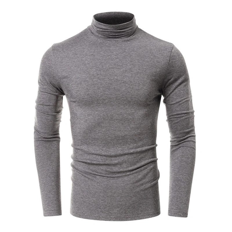 Factory 100% Cotton Soft Long Sleeve High-Neck Tee Shirt Made in China