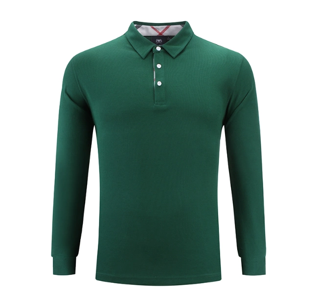 Custom Long Sleeve Luxury Green Men Pique Golf Polo Shirt for Sales