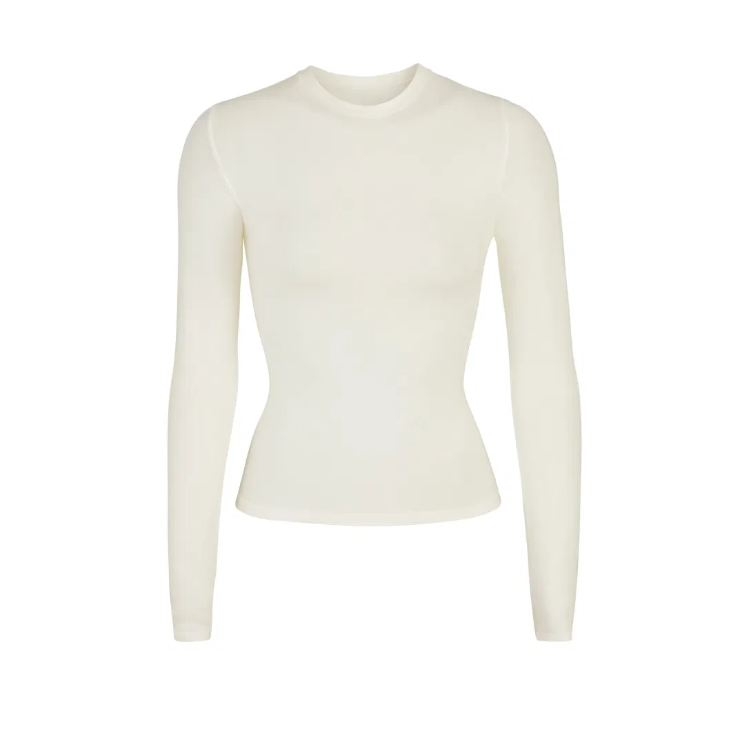 Wholesale Factory Lounge Wear Fitted Cotton Jersey Base Layers Crewneck Long Sleeve T-Shirt