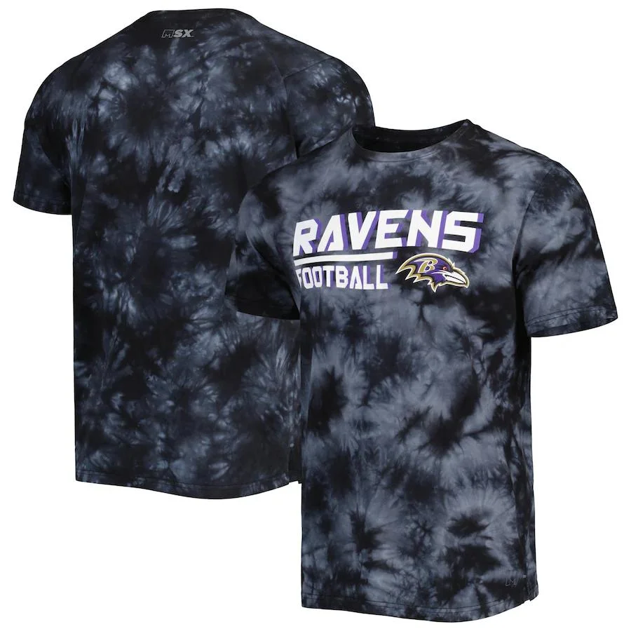 Wholesale Men&prime;s Browns Bills Steelers 49ers Ravens Msx by Michael Strahan Black Recovery Tie-Dye T-Shirt