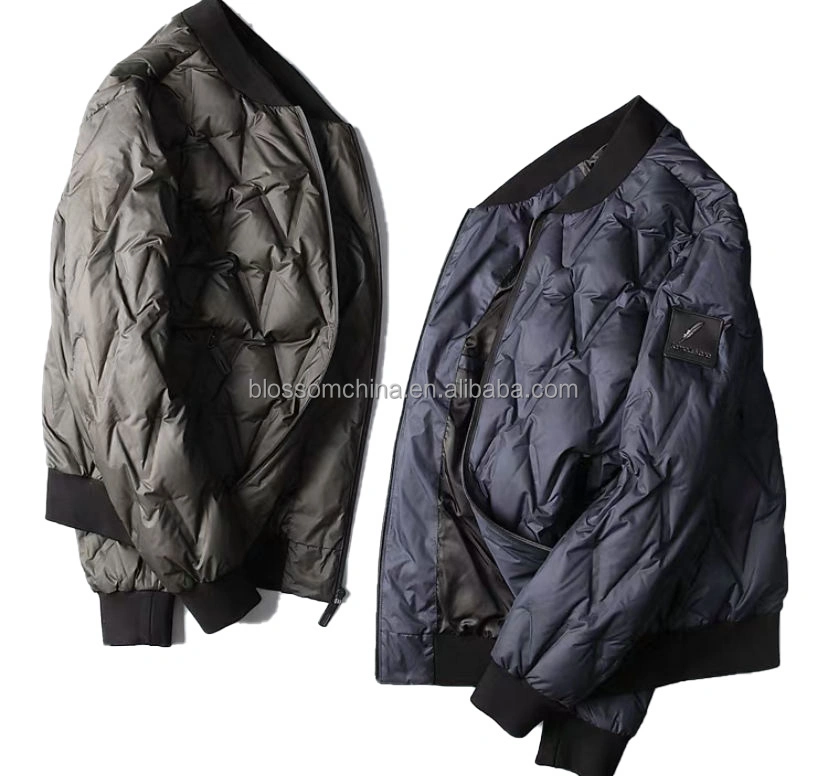 Wholesale Winter Light Windproof Stand Collar Man Jackets Zipper Embossed Design Quilted Puffer Men&prime;s Warm Jacket