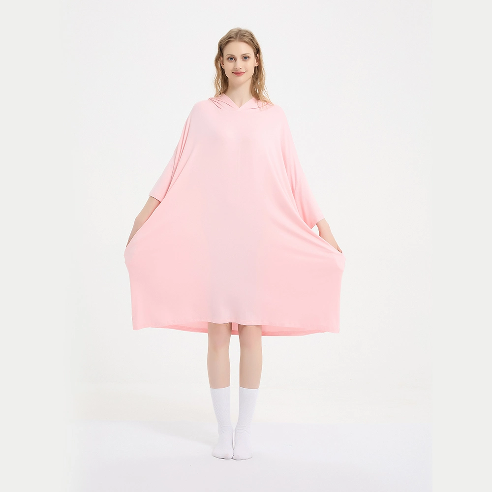 Oversized One Size Extra Long Bamboo Sleep Tee for Summer Night Dress Plus Size Women Nightwear Sleepwear Nightgown Factory