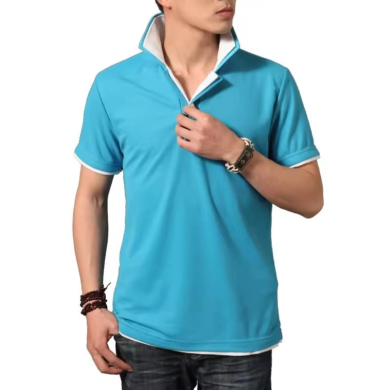 Short Sleeve Double Layer Collar Sport Polo Shirt Men&prime;s Plain New Design Polo T-Shirt with Collar Solid Color Pique Cotton Polo