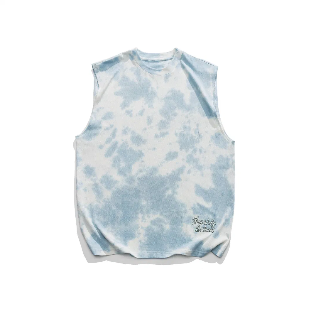 New Arrival Cotton Wholesale Tie Dye Mens T Shirt Without Sleeve Custom Tank Top for Men