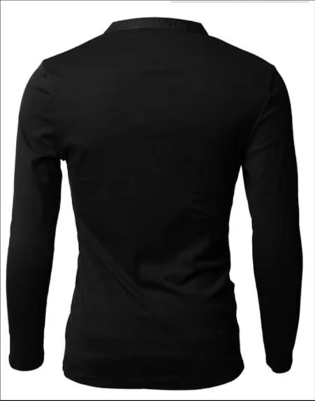 Korean Version of Tight Muscle Man Figure Long Sleeve Tee, Casual Base Shirt