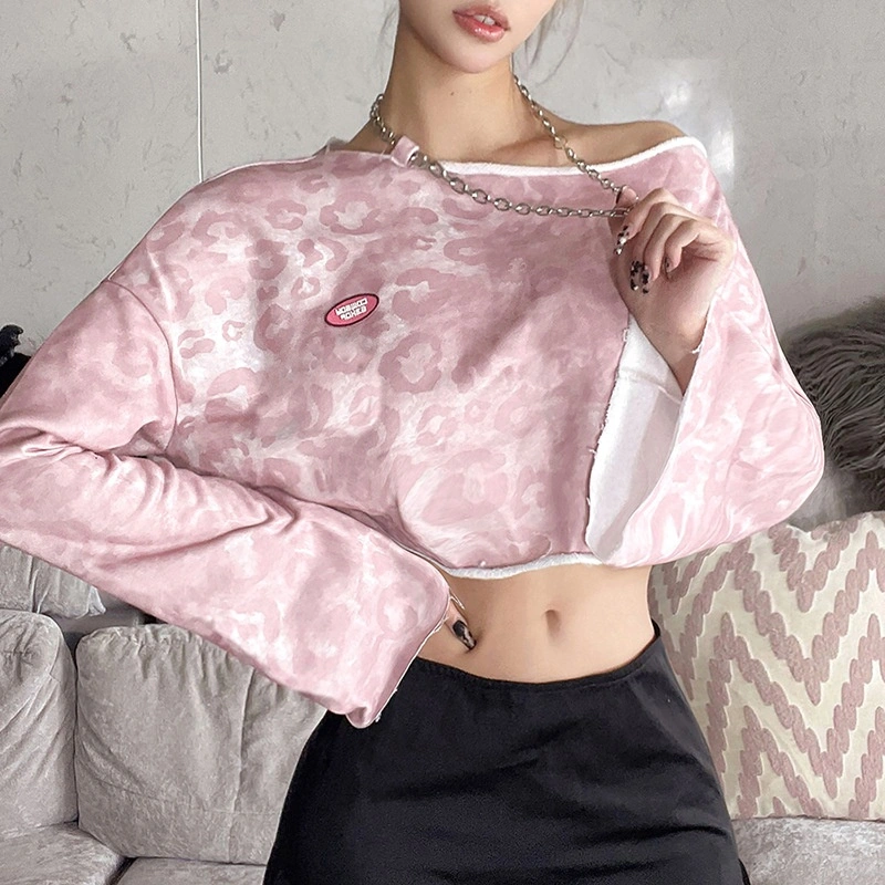 off Shoulder Long Sleeve Pink Fashion Casual Women&prime;s Shirts for Women