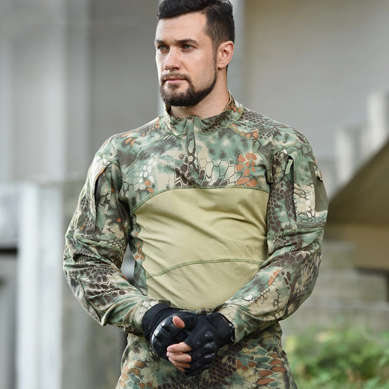 Men Quick Dry T-Shirt Long Sleeve Shirts Outdoor Camouflage Clothing Hunting Tee