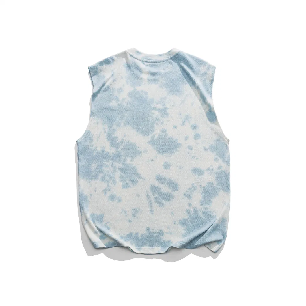 New Arrival Cotton Wholesale Tie Dye Mens T Shirt Without Sleeve Custom Tank Top for Men