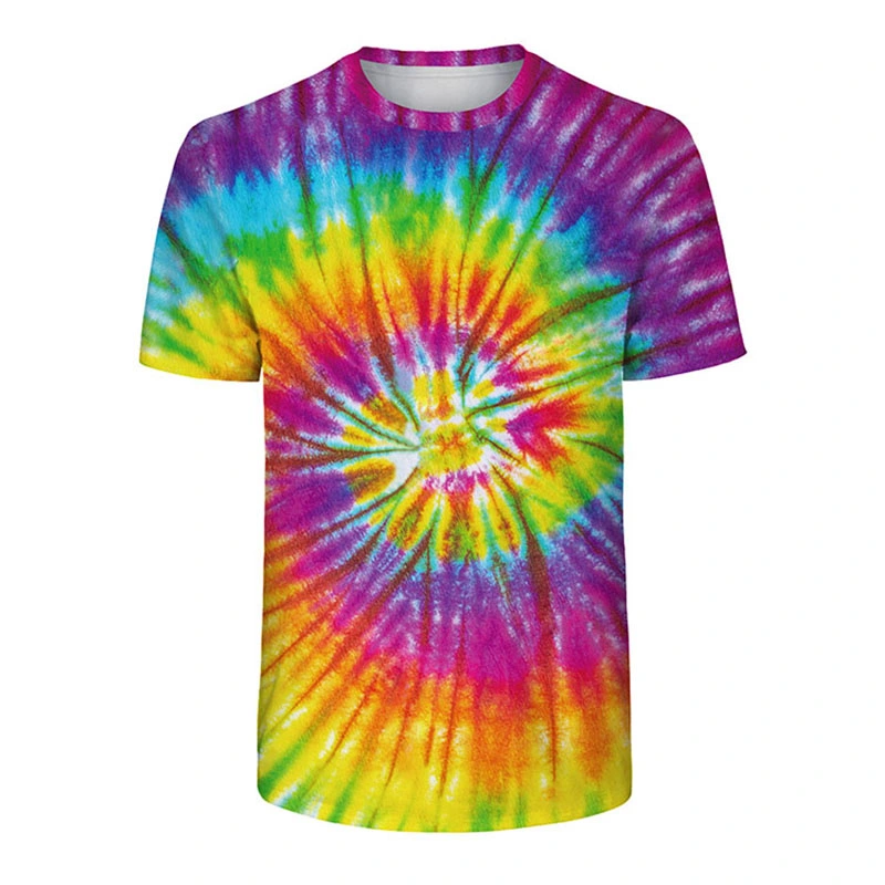 Wholesale Custom Unbranded Short Sleeve Oversize Round Neck Mens Tie Dye T Shirts