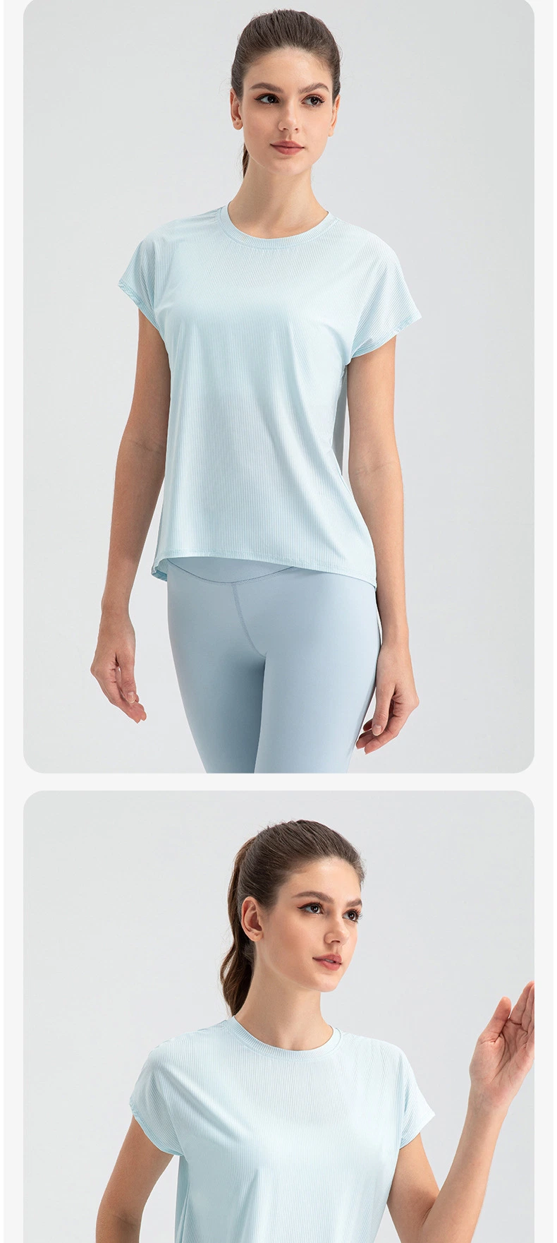 Women&prime;s Summer Cool Feeling Breathable Top Yoga Clothes Loose Casual Wear Quick Dry Running Fitness Short Sleeve Sports T Shirt