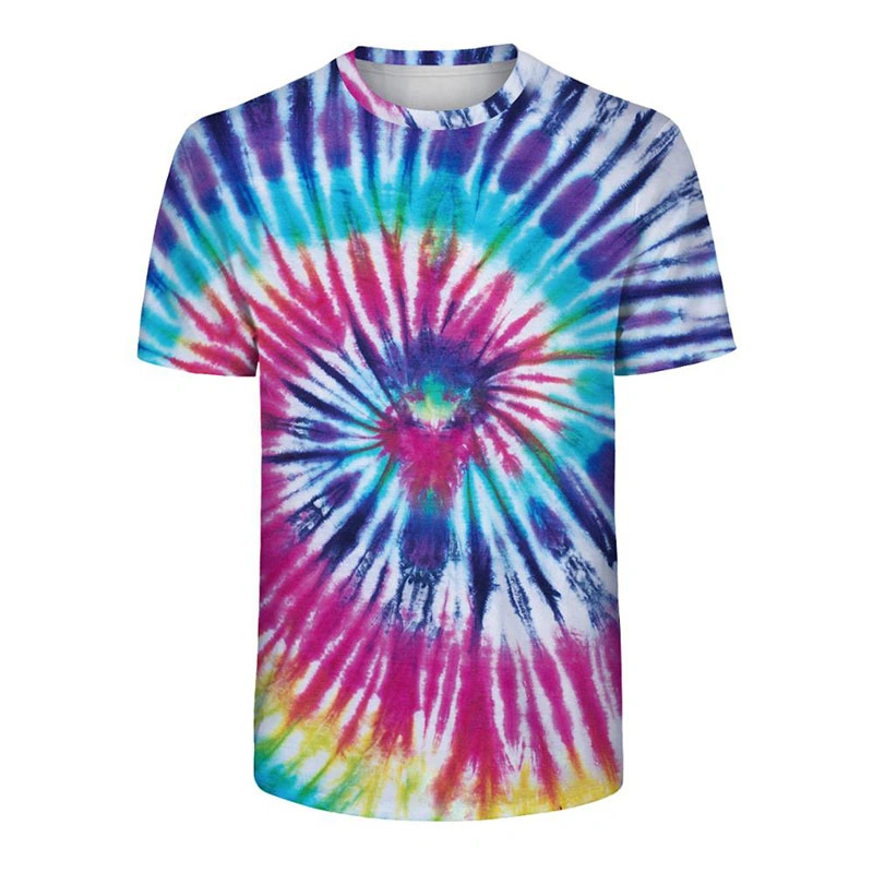 Wholesale Custom Unbranded Short Sleeve Oversize Round Neck Mens Tie Dye T Shirts