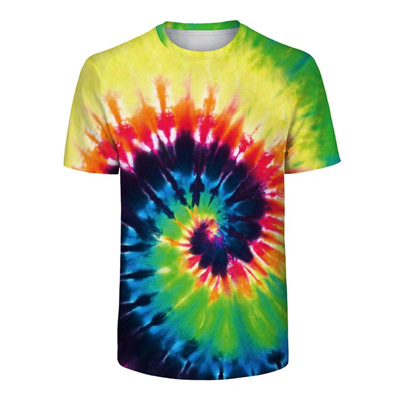 Wholesale Custom Unbranded Short Sleeve Oversize Round Neck Mens Tie Dye T Shirts