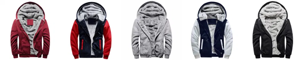 Factory High Quality Zipper Cardigan Hoodie with Velvet Color Matching Leisure Men&prime;s Hooded Fleece Hoodies Pullover Sports