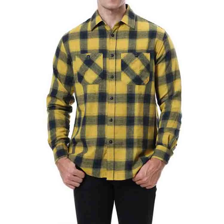 Full Length Long Sleeve Spring 100% Cotton Men&prime; S Flannel Shirts Custom Classical Black and White Plaid Shirts