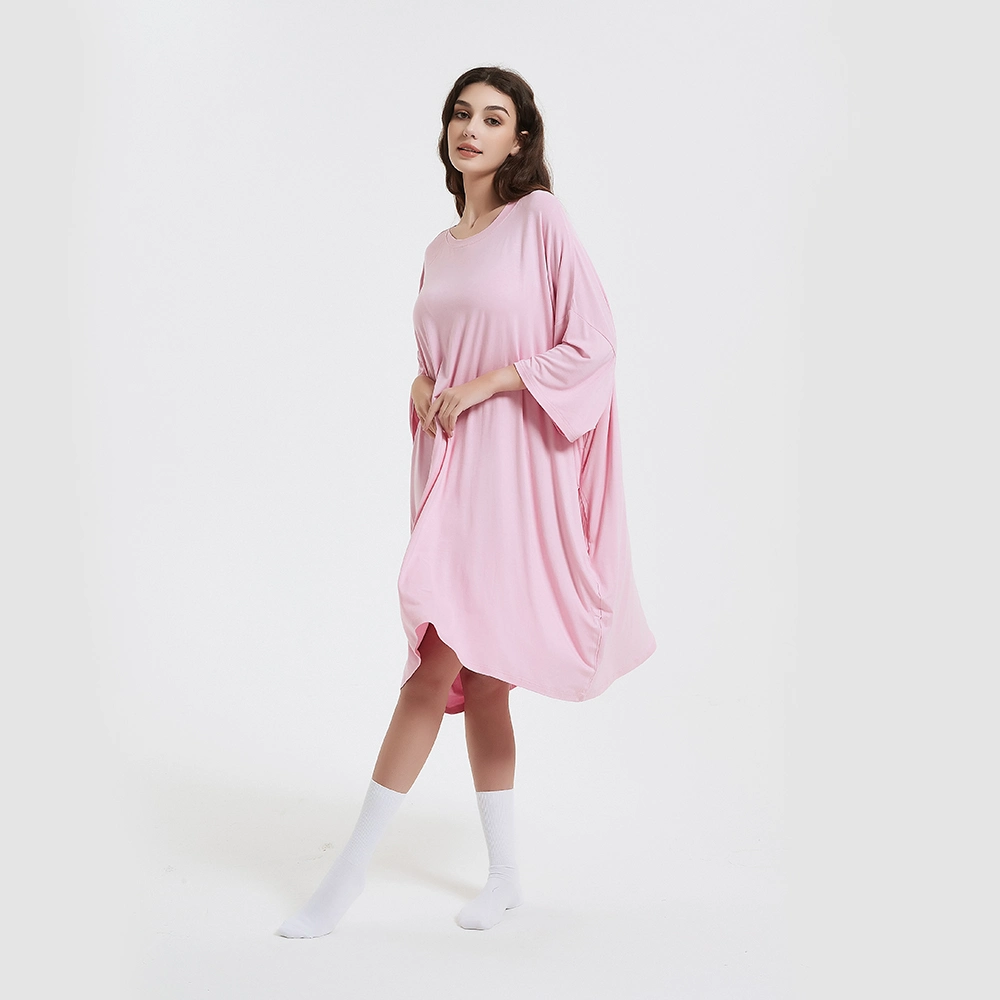 Original Factory Soft Bamboo Pajamas Long Sleeve Night Oversize T-Shirt Comfortable Sleepwear Sleep Dress Sleep Tee