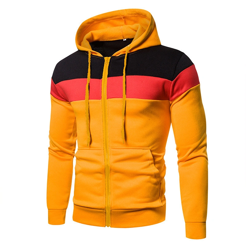 Factory Quality Zipper Men Hooded Sweater Leisure Spell Color Fleece Sports Fitness The Man Long Sleeve Hoodies Pullover Sweater