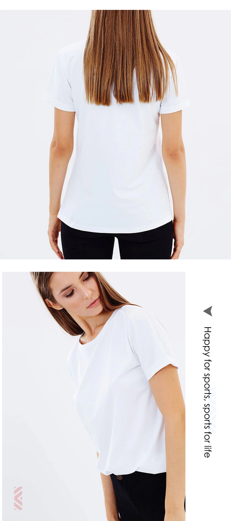 OEM Service Pure White Round Neck Women&prime;s T-Shirt