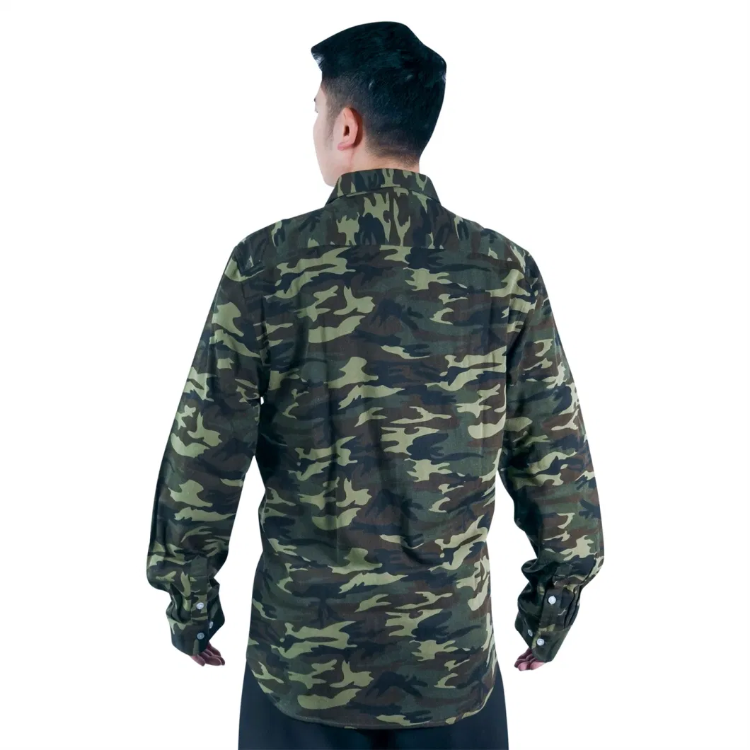 Wholesale Camo Allover Printing Oversized Men Long Sleeve Digital Print Custom Spring Autumn Sublimation Cotton Shirts