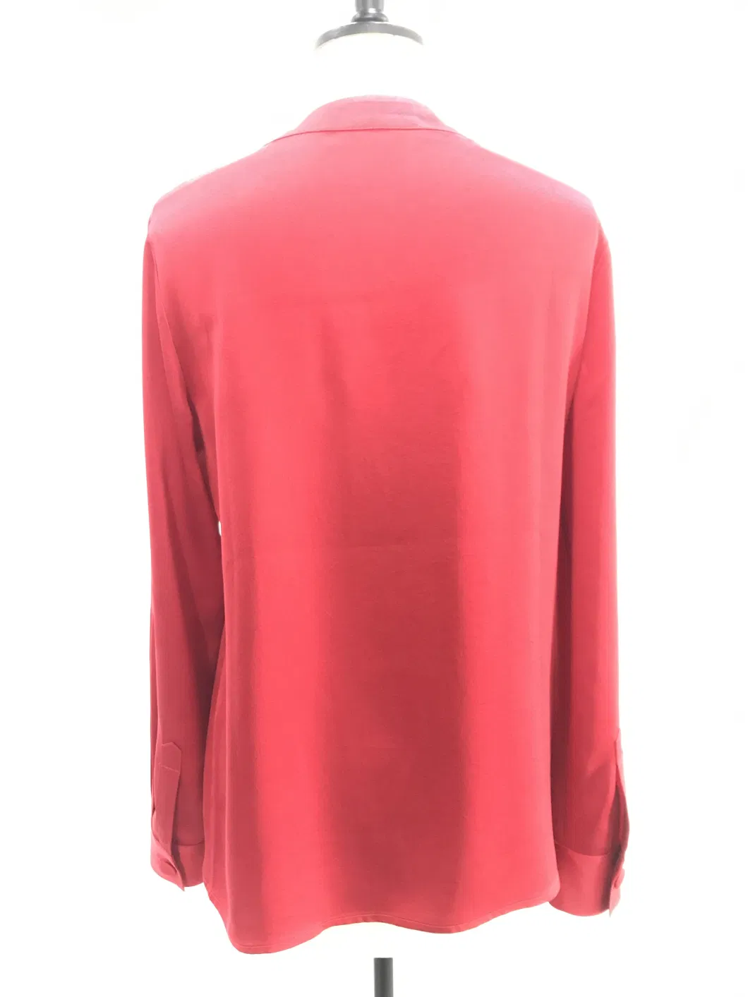 Women Silk Bow Tie Neck Blouses Casual Tops Long Sleeve Red Top