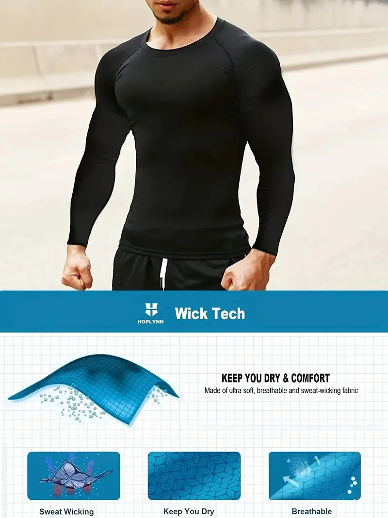 2024 Custom Workout Athletic 5% off Gym Compression Fashion Fitness Shirt Polyester Quick Dry Fitted Long Sleeves Shirts for Men