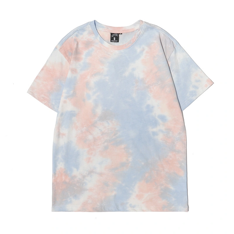 Hip-Hop Splash Ink Short-Sleeved Men Oversize Couple Tie and Dye T-Shirts