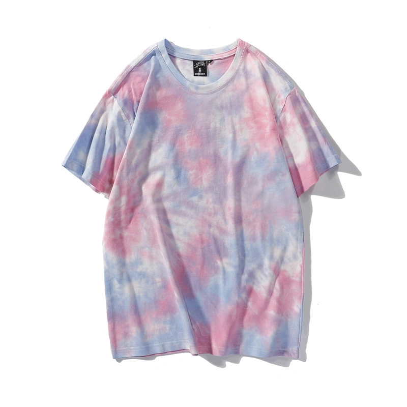 Hip-Hop Splash Ink Short-Sleeved Men Oversize Couple Tie and Dye T-Shirts