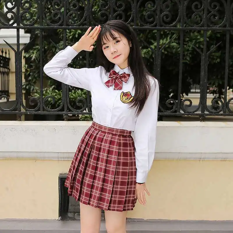 White Long Sleeve Shirt School Uniform Panel for Girl