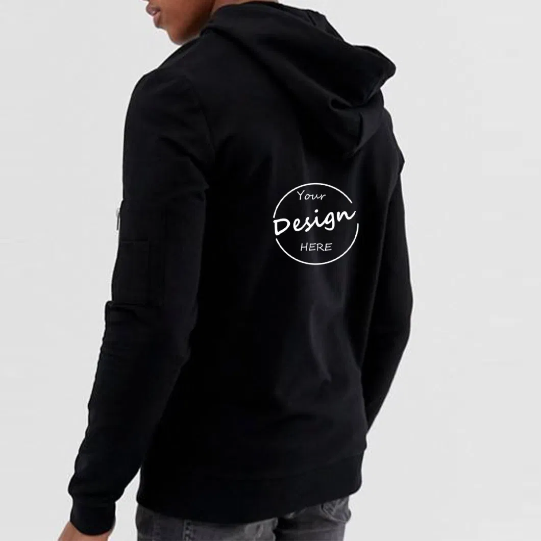 High Quality Casual Sportswear Embroidered OEM Wholesale Regular Fit Cotton Zipper Pocket Men Gym Hoodies