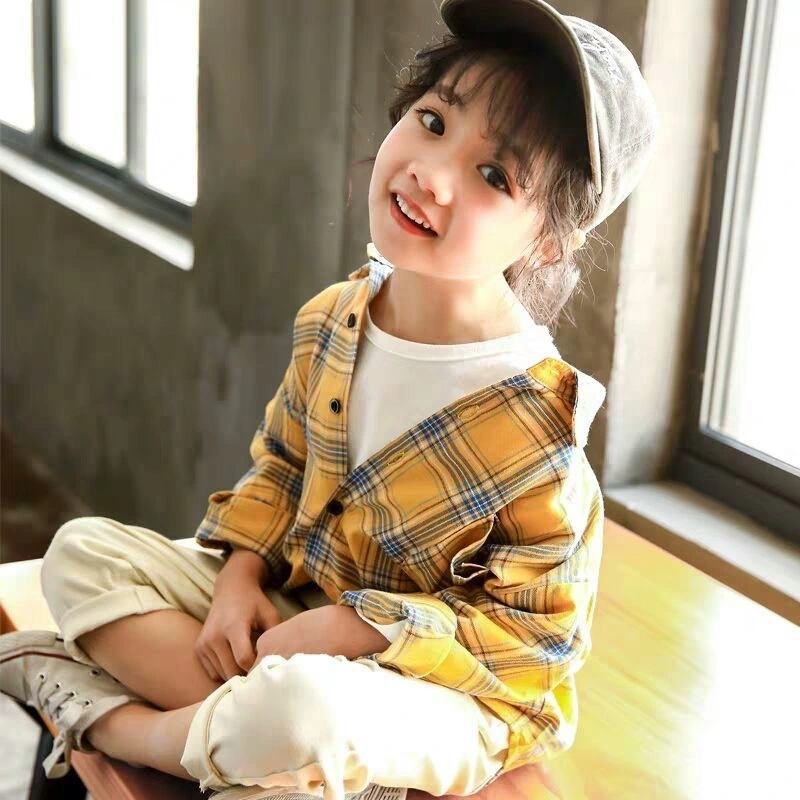 Kids Little Boys Girls Baby Long Sleeve Button Down Red Plaid Flannel Shirt