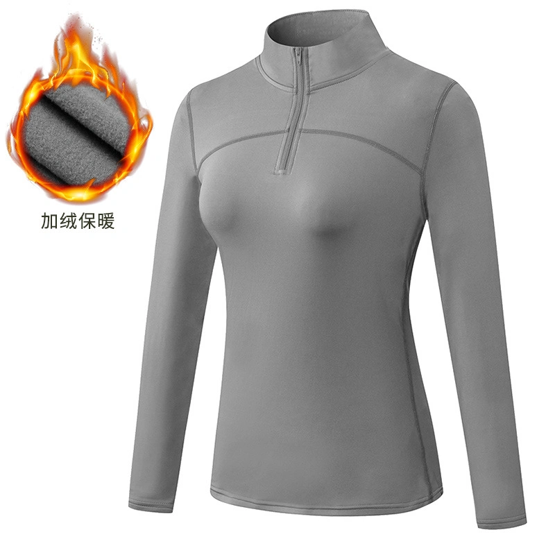 Zipper Jacket Sportswear Long Sleeve Sports Top Stretch Slim Woman Sports Top Quick Dry Sports and Fitness Breathable Yoga Thermal Warm Fleece Shirt