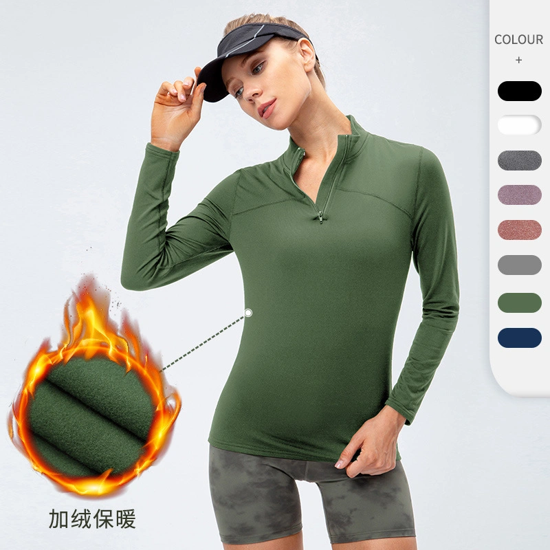 Zipper Jacket Sportswear Long Sleeve Sports Top Stretch Slim Woman Sports Top Quick Dry Sports and Fitness Breathable Yoga Thermal Warm Fleece Shirt