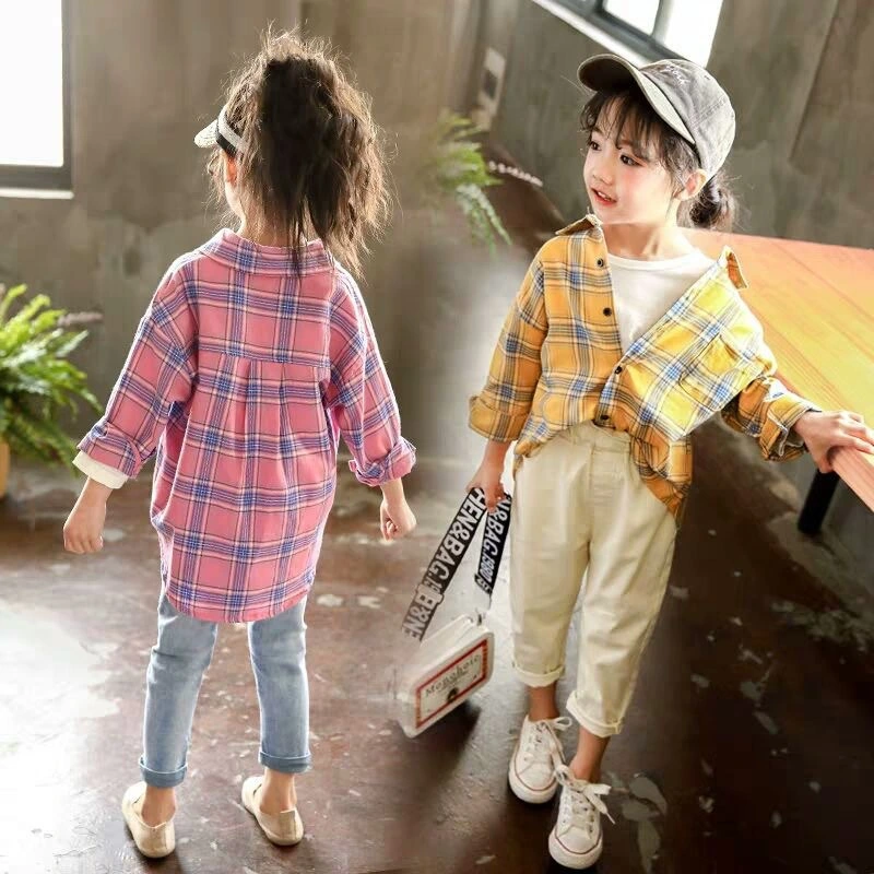 Kids Little Boys Girls Baby Long Sleeve Button Down Red Plaid Flannel Shirt