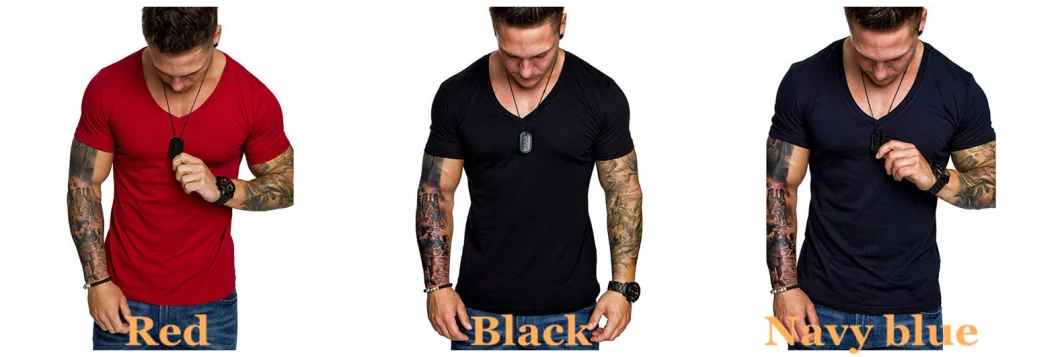 Wholesale Breathable Custom Logo Oversized Polyester Casual Gym Running Sport Workout White Short Sleeve V-Neck T-Shirt Men