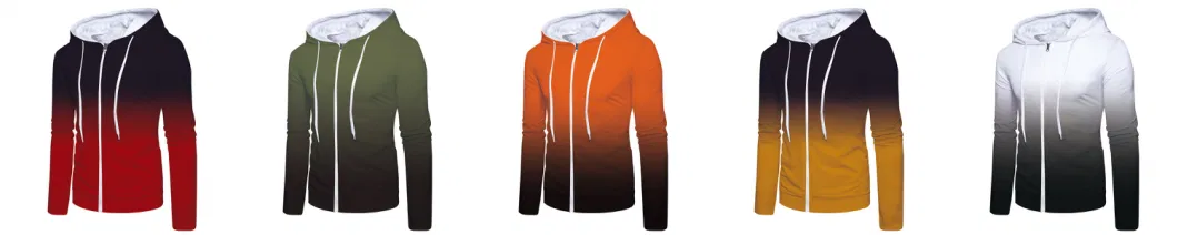 Men Mixed Color Long Sleeve Hooded Fleece Casual Loose Hoodies Fitness Hooded Wind Zip Fleece Pullovers Movement