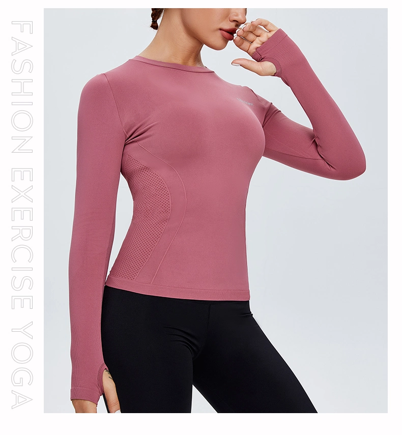 Custom Women Long Sleeve Yoga Tops Wholesale Girls Sports Workout Fitness Yoga Shirt