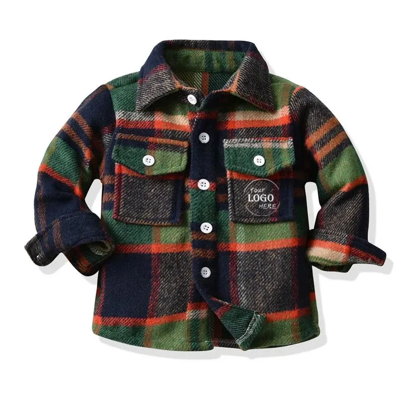 High Quality Rts Autumn Winter Kids Plaid Shirt Baby Girls&prime; Long Sleeve Fleece Flannel Plaid Shirts