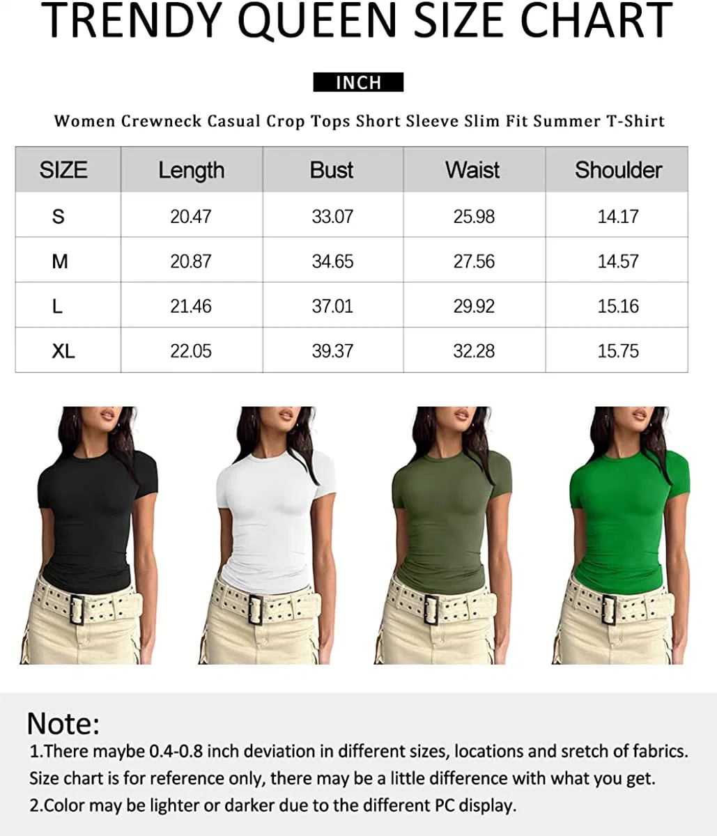 Womens Basic Scoop Neck Short Sleeve Crop Tops Cute Summer Slim Fit Tees Y2K Shirts