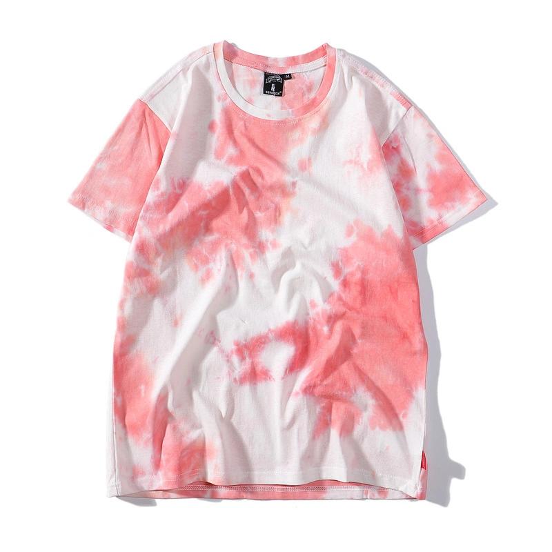 Hip-Hop Splash Ink Short-Sleeved Men Oversize Couple Tie and Dye T-Shirts