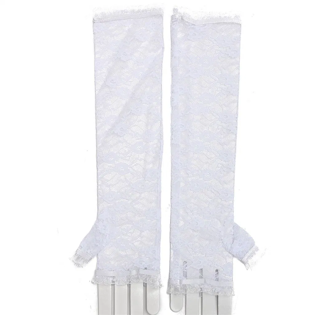 Summer Long Arm Sleeve Elegant Lace Fingerless Performance Thin Female Driving Breathable