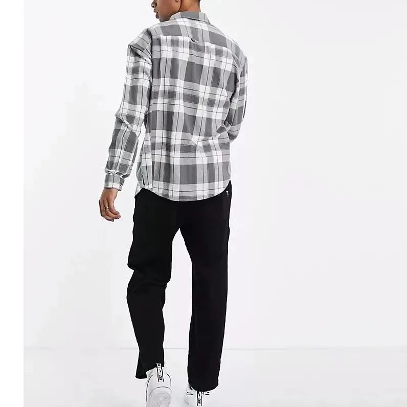 Casual Style Men Oversized Long Sleeve Flannel Button up Plaid Shirt