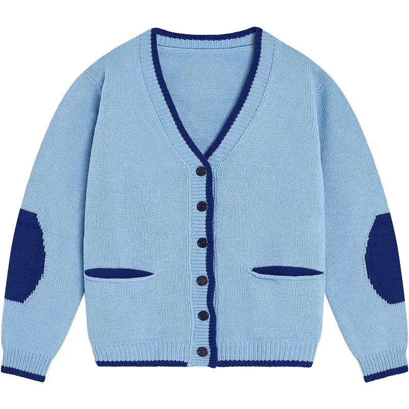 Wholesale Toddlers Baby Boys Girls Kids Button up Chunky Knitted Jacket Outerwear V Neck Cardigan Sweater