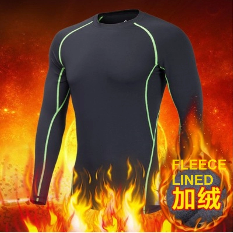 Fleece Lined Thermal Sports Compression Long Sleeve Shirts for Workout