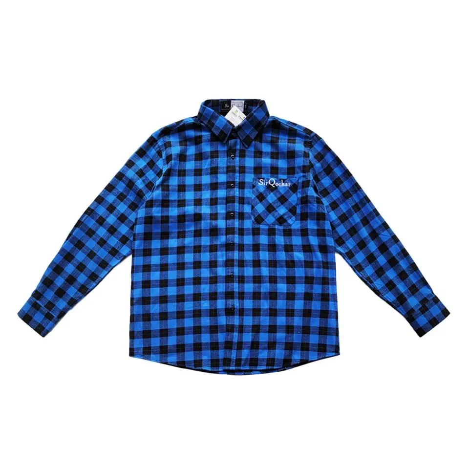 Long Sleeve Soft Oversized Plaid Men Down Collar Checked Flannel Shirts Custom Shirts