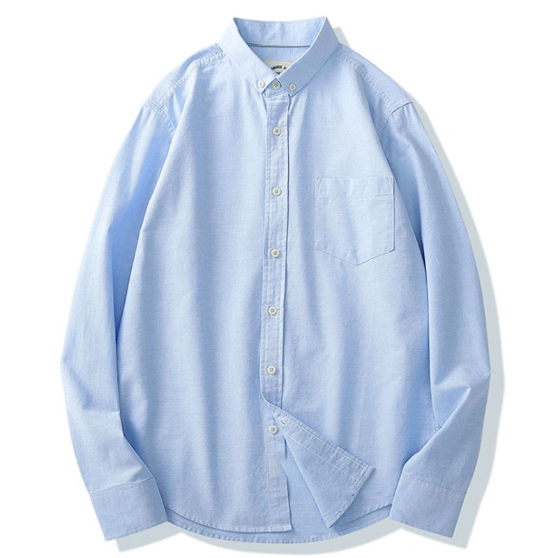 White Blue Shirts Wholesale Custom 100% Cotton Long Sleeve Men Dress Oxford Shirt