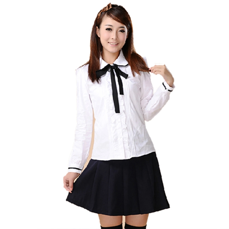 White Long Sleeve Shirt School Uniform Panel for Girl