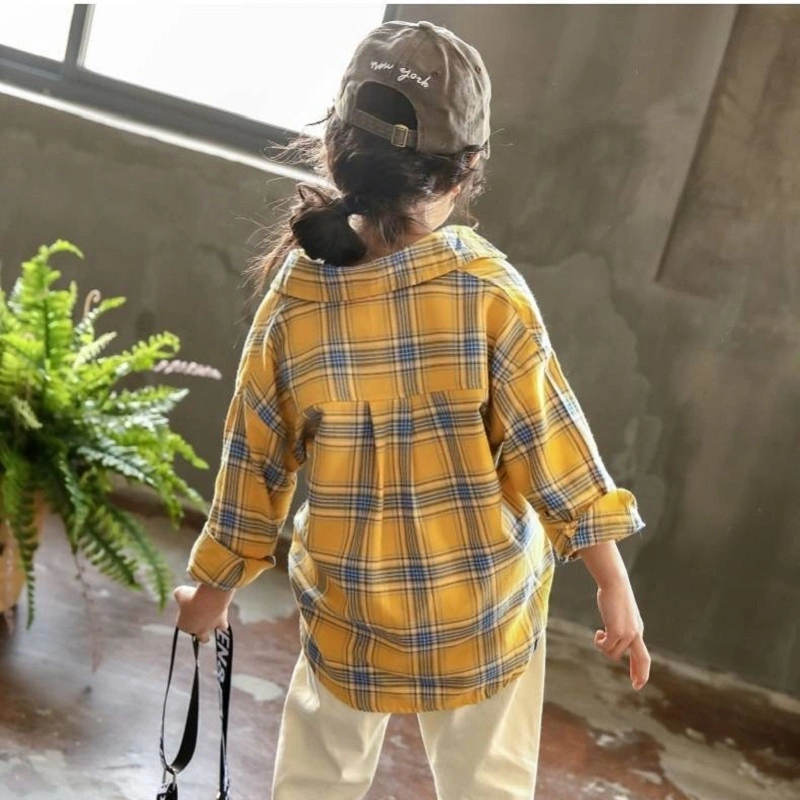 Kids Little Boys Girls Baby Long Sleeve Button Down Red Plaid Flannel Shirt