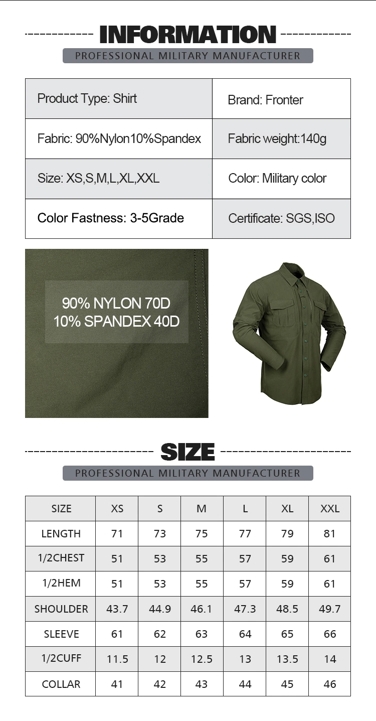 Quick Drying Army Green Tactical Long Sleeve Shirt