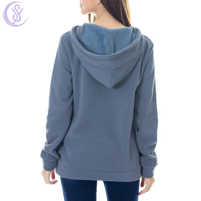 Winter Warm Maternity Sweater Fleece Lining Lactation Wear Invisible Zipper Breastfeeding Clothes Maternity Hoodie